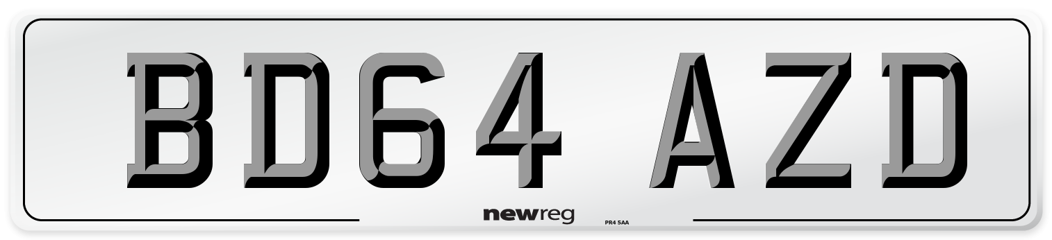 BD64 AZD Number Plate from New Reg
